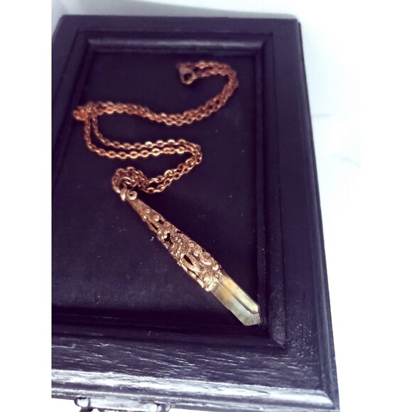 Copper Filigree red quartz crystal necklace handmade copper electroplated - Picture 9 of 12